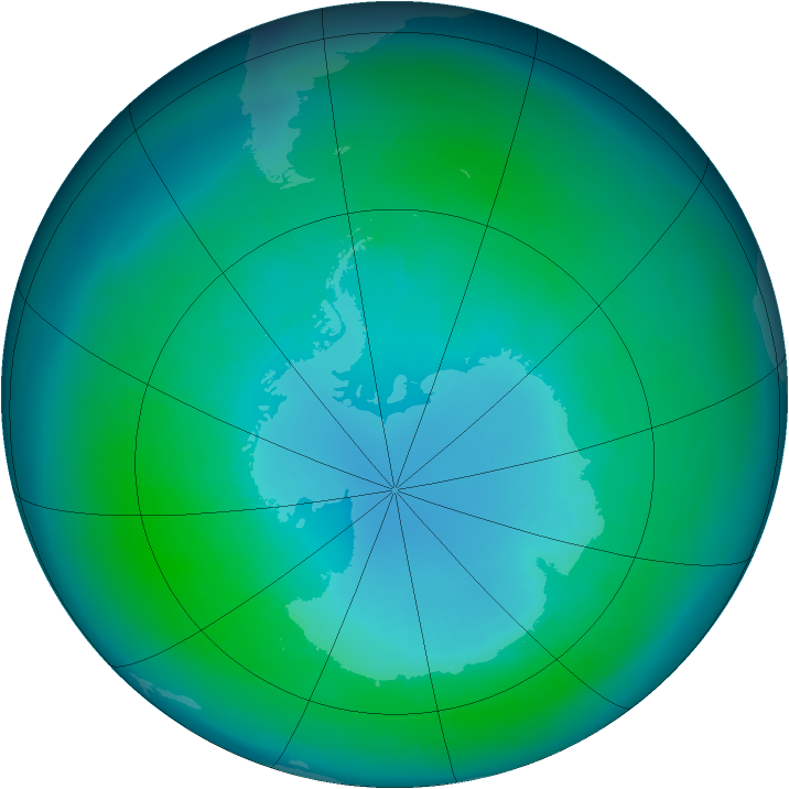 Antarctic ozone map for April 1988